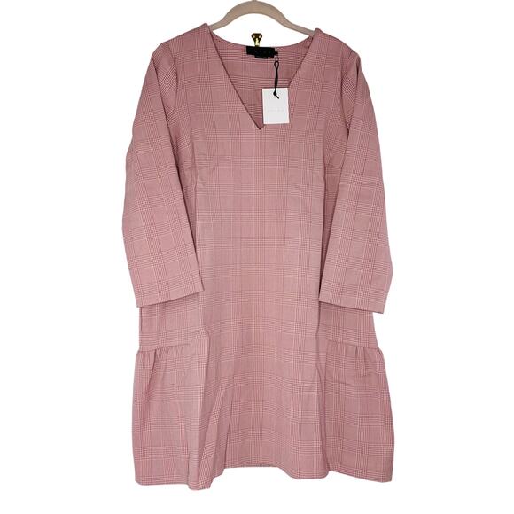HATCH Maternity Heidi Dress Sz 1 Pink Plaid Mini Ruffle Pockets NWT *See Measure - Picture 1 of 6